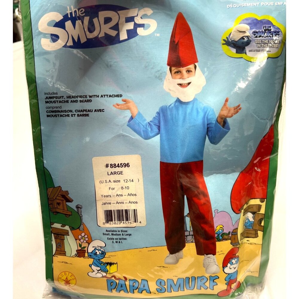 Smurfs Kids Costume Papa Smurf Size Kids Large 12-14